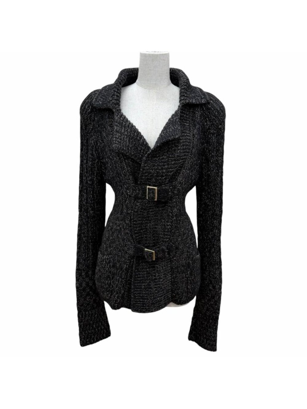 Chanel 09A Cashmere Wool Mohair Blend CC Logo Long Sleeve Mixed Knit Cardigan
